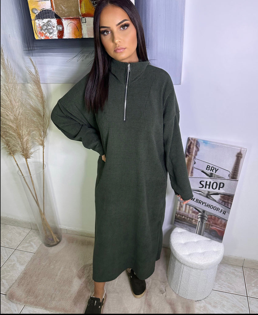 Robe velours fermeture