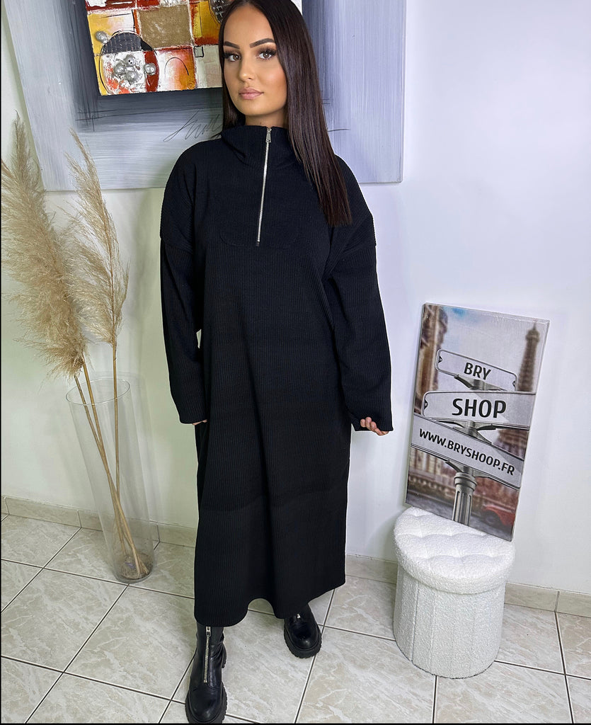 Robe velours fermeture